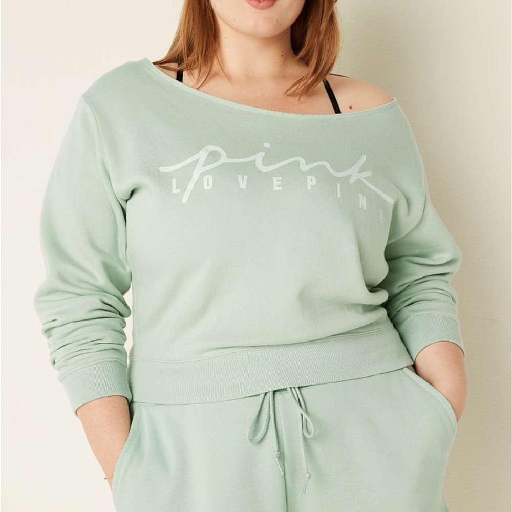 PINK Victoria’s Secret Sage FLEECE CROPPED SWEATSHIRT medium